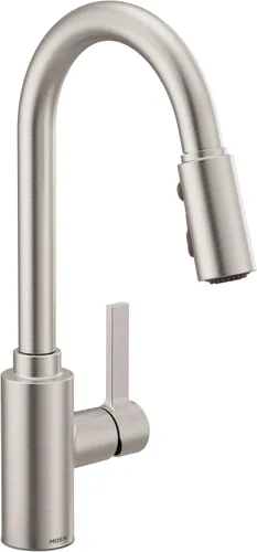 Miniatura 14 de Moen Genta LX - Grifo de cocina moderno cromado de una sola manija con rociador extraíble, cabezal de acoplamiento reflectante, grifo para fregadero