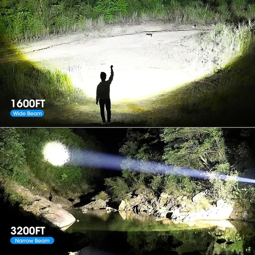 Miniatura 6 de Paquete de 2 linternas de 99000 lúmenes altos, linterna recargable LED súper brillante, 5 modos, IPX7 impermeable Flah Light para camping, hogar