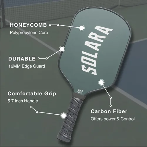 Miniatura 3 de Solara '94 Legacy Pickleball - Núcleo de fibra de carbono de 0.630 in para control y potencia, aprobado por Pickleball de Estados Unidos plomizo