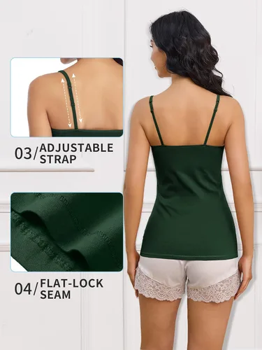Miniatura 73 de Camisa Attraco de algodón, con tirantes estilo espagueti, con brasier incorporado, 2 paquetes, para mujer