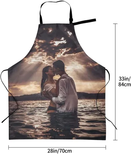 Miniatura 4 de Delantal personalizado para adultos, delantales personalizados con bolsillos, añade tu logotipo y foto, delantal impermeable ajustable personalizado