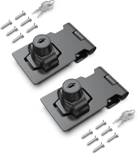 Miniatura 20 de Cerradura de cerrojo con llave de 2.5 pulgadas para armarios y puertas pequeñas, diseño de perilla giratoria, aleación de zinc resistente con hierro