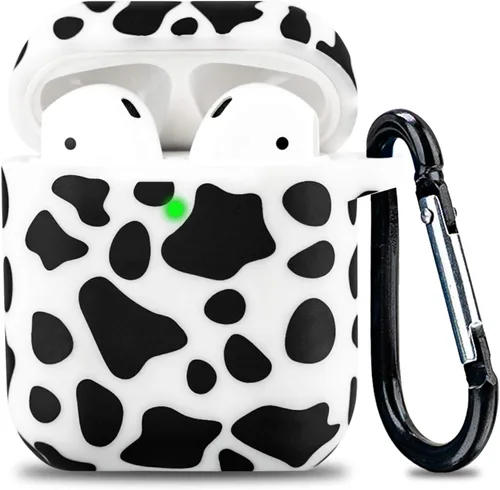 LitoDream - Funda de silicona suave y flexible con llavero para Apple AirPods 2 y 1, ideal para niñas (vaca)