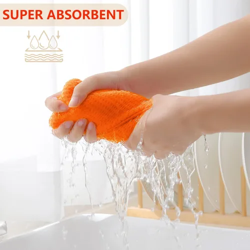 Miniatura 103 de Homaxy Trapos de cocina de 100% algodón, tejido de punto gofre, ultrasuaves, absorbentes y de secado rápido, 12 x 12 pulgadas, paquete de 6, blanco