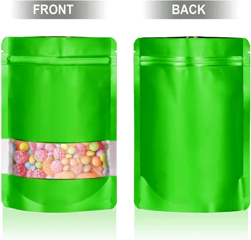Miniatura 4 de Bolsas de Mylar a prueba de olores, 5 tamaños, color verde, 600 unidades, para almacenamiento de alimentos, cada tamaño, 120 bolsas de Mylar