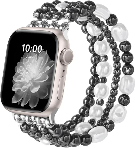 Miniatura 9 de AIRSPO Pulseras de cuentas compatibles con Apple Watch Band de 38, 40, 41, 42, 44 y 45 mm, hechas a mano, para series SE 8, 7, 6, 5, 4, 3, 2, 1
