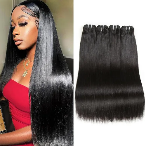 Miniatura 10 de Liang Dian Paquetes de cabello humano corto de 8 pulgadas color natural 4 paquetes 12A cabello virgen brasileño 100% cabello humano liso sin