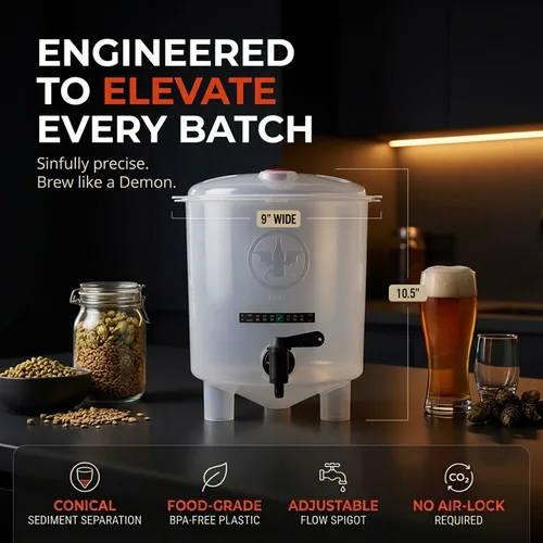 Miniatura 4 de Kit de cerveza premium con botellas: fermentador cónico elimina los sedimentos y hace una cerveza casera de gran sabor - Recetas Pilsner, Stout e