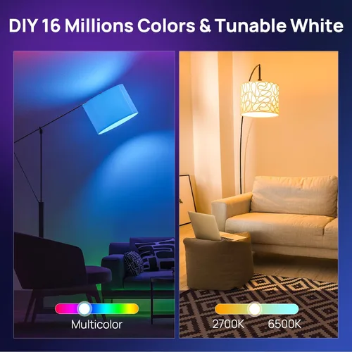 Miniatura 5 de Consciot - Foco LED inteligente, bombilla WiFi que cambia de color A19 E26 compatible con Alexa y Google Home, equivalente a 60 W, sincronización
