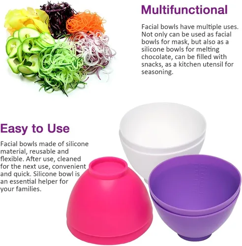 Miniatura 3 de 6 cuencos de silicona para mezclar (4.9 x 3.3 pulgadas, 0.49 cuartos de galón) para máscara facial, chocolate derretido y cuenco de aperitivos