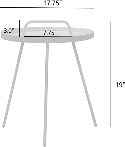 Miniatura 3 de Grand patio Mesa auxiliar para exteriores con asa, pequeña mesa auxiliar portátil, mesa auxiliar redonda de 17 pulgadas, color blanco Blanco