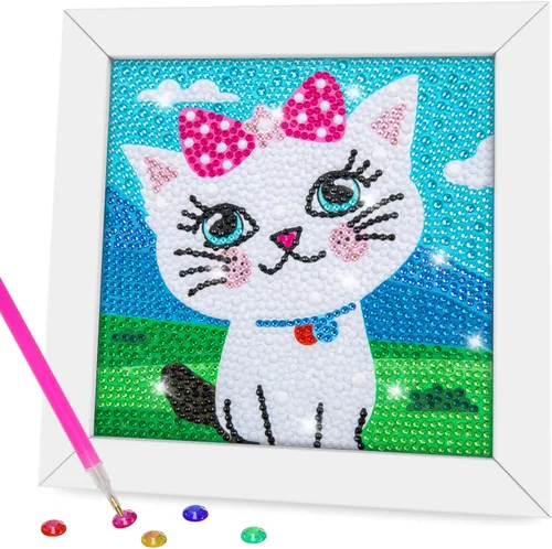 Miniatura 13 de QEUOYSS Kit de arte de diamantes para niños con marco de madera, arte y manualidades para niños de 6 a 8 a 10 a 12 años, arte de diamantes fácil