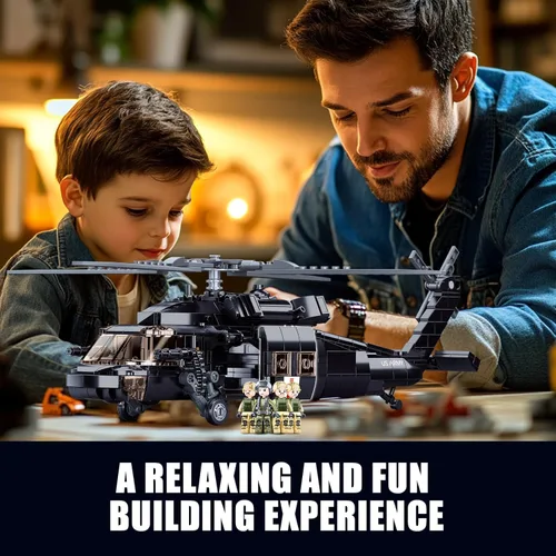 Miniatura 3 de UH-60 - Juego de construcción de helicóptero utilitario negro para adultos, compatible con aviones militares Lego, kit de modelo de avión Hawk con 4