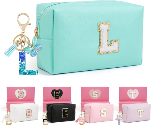 Miniatura 85 de AIBFRID 2 piezas de bolsas de maquillaje iniciales para mujeres, regalos de cumpleaños para niñas de 4 5 6 7 8 9 10 11 12 años, bolsas de cosméticos