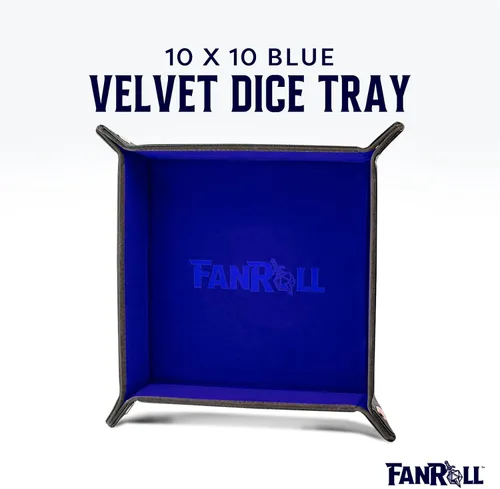 Miniatura 2 de FanRoll - Bandeja plegable de terciopelo para dados con respaldo de piel sintética: azul, juego de rol, accesorios de dados para Calabozos y Dragones