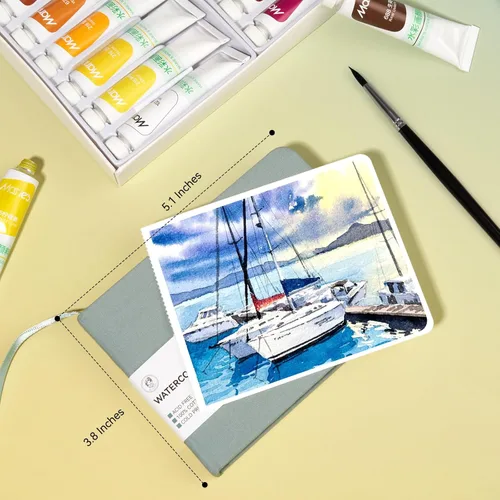 Miniatura 7 de Lightwish Cuaderno de bocetos de acuarela, 100% algodón, suministros de arte de prensa caliente, diario de papel de acuarela de 3.8 x 5.1 pulgadas