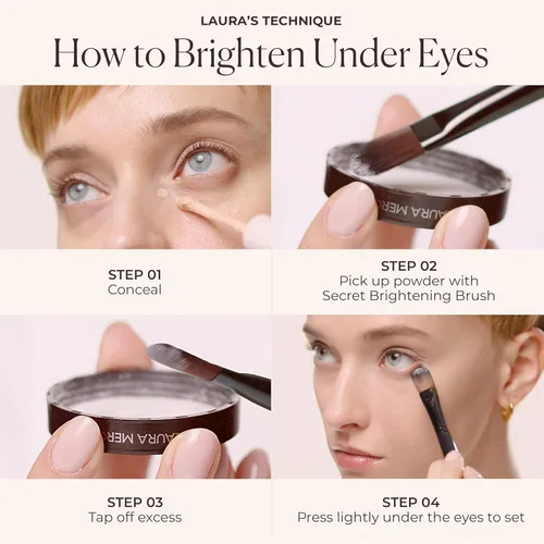 Miniatura 7 de Laura Mercier Secret Brightening - Polvo de ajuste suelto debajo de los ojos, pigmentos melocotón + rosa para iluminar la parte inferior