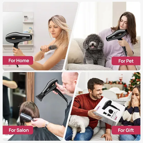 Miniatura 7 de CONFU Secador de pelo, secador de pelo profesional iónico con difusor para mujeres y hombres, secado rápido 5X, potente y silencioso para un peinado