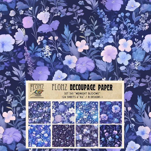 Miniatura 10 de Decoupage - Paquete de papel (24 hojas de 6 x 6 pulgadas), patrón de flores de neón FLONZ, papel de estilo vintage para decoupage, manualidades