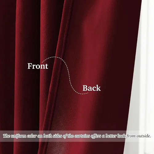Miniatura 5 de StangH Cortinas de terciopelo rojo con pestaña trasera y cinturón de gancho, cortinas de privacidad con aislamiento térmico, decoración navideña