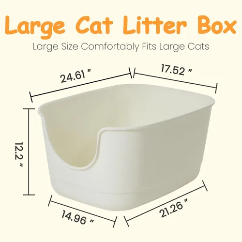 Miniatura 6 de SpaceTime Caja de Arena Extra Grande con Lados Altos, 24.2" L x 16.3 W x 12.9 H XL Bandeja de Arena Multi Gato para Gatitos, Cajas para Gatos de Gris