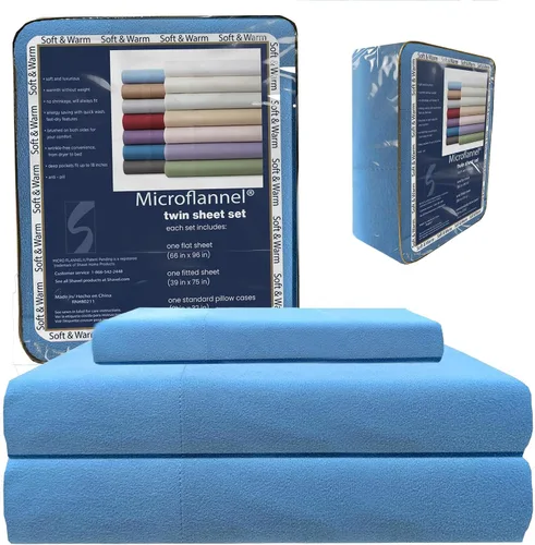 Miniatura 8 de Thermee Micro Flannel Juego de sábanas tamaño individual XL, lavar y secar a máquina, sin pelusas, con bolsillo profundo y fundas de almohada