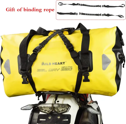 Miniatura 7 de WILD HEART Bolsa de lona impermeable para motocicleta, PVC500D, doble parte inferior, con correas de cuerda y bolsillo interior, 40L, 66L, 100L, 40L