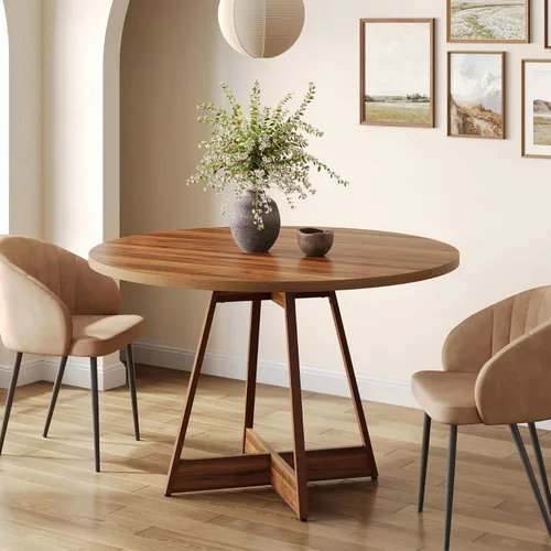 Miniatura 7 de LITTLE TREE Mesa de comedor redonda de 39 pulgadas para 2-4, mesa de cocina circular de granja para comedor, mesa de comedor de madera con pedestal