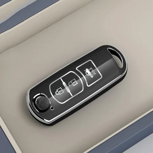Miniatura 5 de ontto Funda para llave inteligente compatible con Mazda de 3 botones para Mazda 2, 3, 5, 6, 8, CX3, CX5, CX7, CX9, MX5, protector de llave de Negro