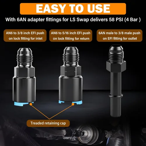 Miniatura 5 de Yinlowa LS Swap Regulador de filtro de combustible de 58 PSI para conversión C5 Corvette EFI, compatible con motores Chevy V8 1999-2014 4.8L 5.3L