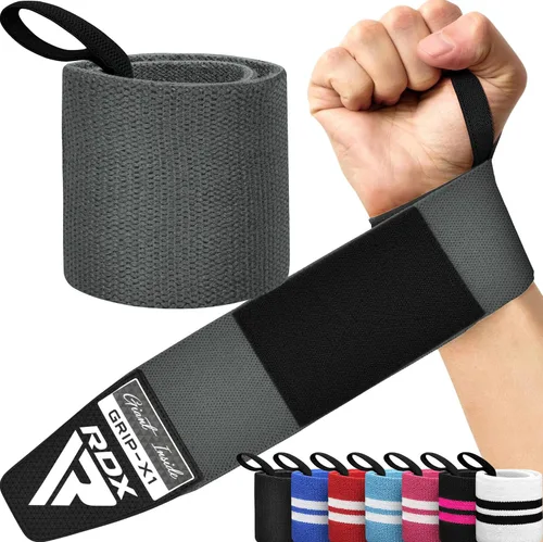 Miniatura 14 de RDX Muñequeras para levantamiento de pesas (par), aprobadas por IPL y USPA, correas elásticas de algodón de 18" con soporte y bucle para el pulgar