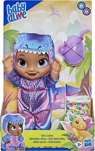Miniatura 4 de Baby Alive Muñeca Dino Cuties, tiranosaurio, accesorios de muñeca, bebidas, húmedos, juguete de dinosaurio T-Rex para niños a partir de 3 años