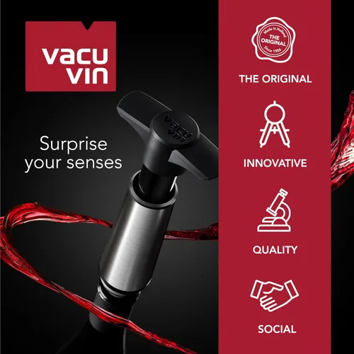 Miniatura 6 de Vacu Vin Juego de 2 tapones de vacío para guardar vino, color gris, sellado hermético para botellas abiertas para preservar la frescura hasta 10