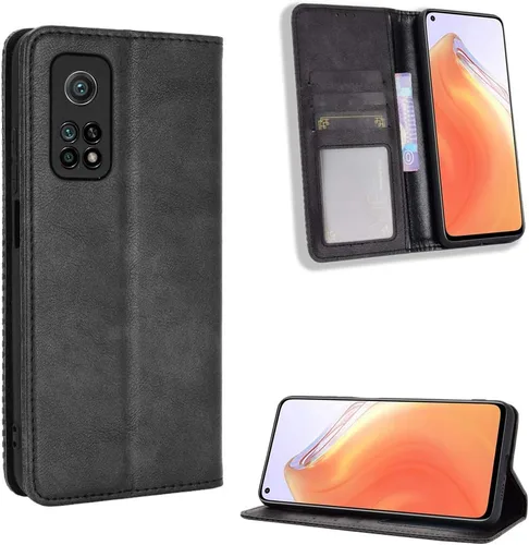 Funda para Xiaomi Mi 10T 5G Caso,Funda para Xiaomi Mi 10T 5G M2007J3SY / Mi 10T Pro 5G M2007J3SG / Redmi K30S Case PU Leather Flip Cover Negro