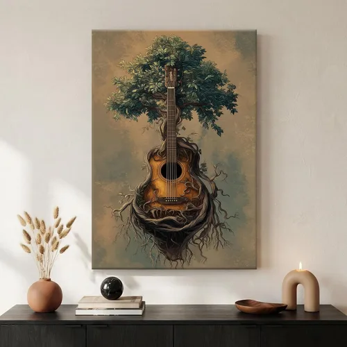 Miniatura 2 de BACJUOPLDArt Guitar Pictures Guitar Tree Wall Art Vintage Tree Prints Retro Music Posters Vintage Canvas Prints Musical Posters for Music Studio
