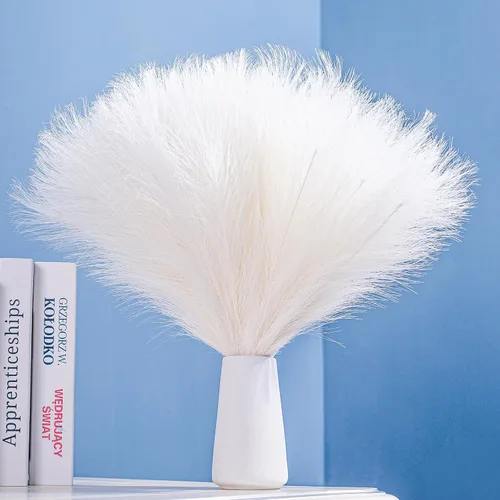 Miniatura 13 de 10 tallos de hierba de pampa sintética - 17.7" Hierba artificial de pampa decorativa esponjosa, pequeño arreglo floral de hierba de pampa y relleno