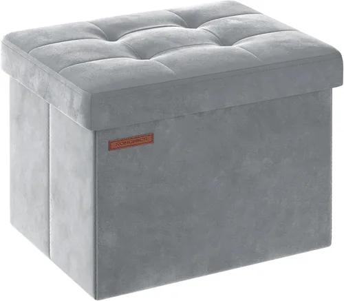 Miniatura 16 de SONGMICS Otomana pequeña plegable de almacenamiento, taburete reposapiés, 12.2 x 16.1 x 12.2 pulgadas, otomana con almacenamiento, carga de hasta