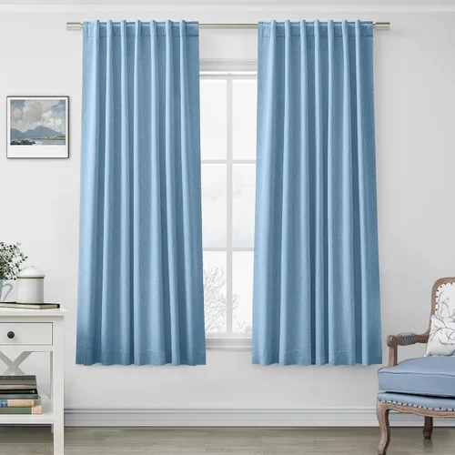 Miniatura 43 de UHITECH Cortinas cortas de lino de 24 pulgadas de largo para ventanas pequeñas de granja, cortinas opacas modernas para sala de estar, pestañas