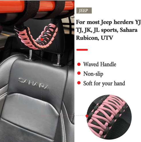 Miniatura 2 de 4 asas de agarre de barra antivuelco compatibles con Jeep Wrangler JLU JK JKU TJ YJ LJ JT JL y Gladiator JT 1987-2021 UTV y ATV, se adapta a barras