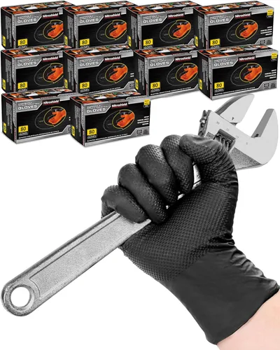 Miniatura 9 de wcy Anboson - Guantes de nitrilo desechables sin látex de 9 mil, color negro, XLarge, 30PCS