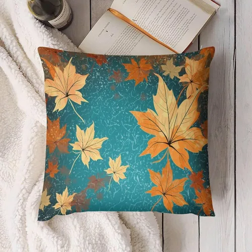 Miniatura 4 de Fundas de almohada de hojas de arce punteadas naranjas y amarillas, fundas de almohada de cosecha de temporada naranja cuadrado para sofá, sala