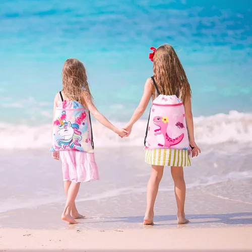 Miniatura 8 de WAWSAM Mochila con cordón - Bolsas con cordón para niños, bolsa de natación para la playa, Dinosaurio B, Dinosaurio B