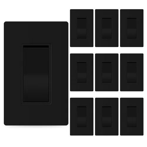 Miniatura 21 de ThunderWay - Interruptor de luz para decoración de 3 vías con placas de pared, 15 A 120/277 V, interruptores basculantes de pared Decora de tres