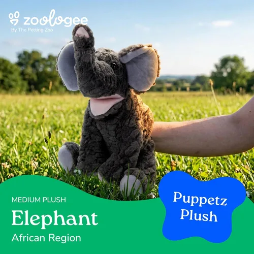Miniatura 2 de The Petting Zoo Marioneta de peluche de elefante de mano, regalos para niños, animales de marioneta, juguete de peluche interactivo de elefante
