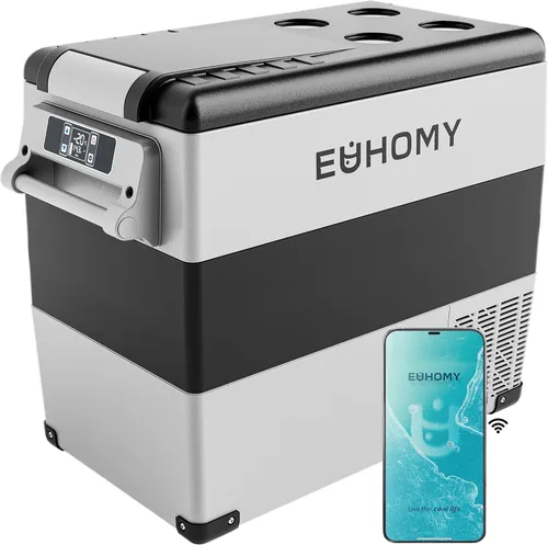 Miniatura 13 de Euhomy - Refrigerador de automóvil, 12 voltios, 35L (38 qt), refrigerador RV con 12/24 V CC y 120-240 V CA, refrigerador y congelador