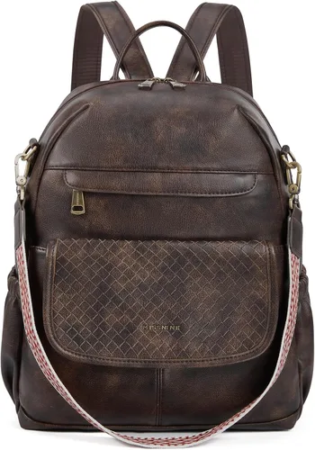 Missnine - Mochila de cuero para mujer, cartera tipo mochila de moda para mujer, bolso vintage convertible para viajes, trabajo, uso diario, Grande,