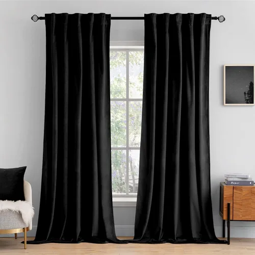 Miniatura 29 de MIULEE Cortinas de terciopelo de 84 pulgadas de largo, juego de 2 paneles para dormitorio, con pestaña trasera plisada, de lujo, aislamiento