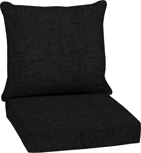 Arden Outdoor Deep Seat Cushion Set, 24 x 24 pulgadas, Cojín para exteriores resistente al clima, a la lluvia y a la decoloración para silla, sofá y