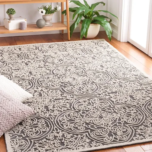 Miniatura 9 de SAFAVIEH Trace Collection - Alfombra decorativa de 2 x 3 pies, color marfil, lana hecha a mano, ideal para zonas de alto tráfico en entrada, sala
