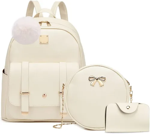 Miniatura 12 de MACCINELO Linda mochila de cuero para mujer, mochila pequeña con lazo para regalo de niñas, bolsa de hombro para mujer, 3
